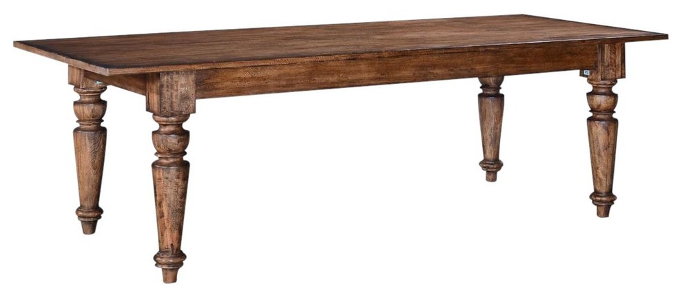 Dining Table Farmhouse Solid Wood Rustic Pecan Distressed Rectangle