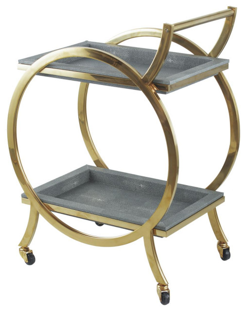 Luxe Bar/Wine or Cart, Grey and Gold Contemporary Wine And Bar by