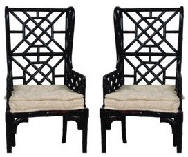 Country Chic French Bamboo Wingback Chair