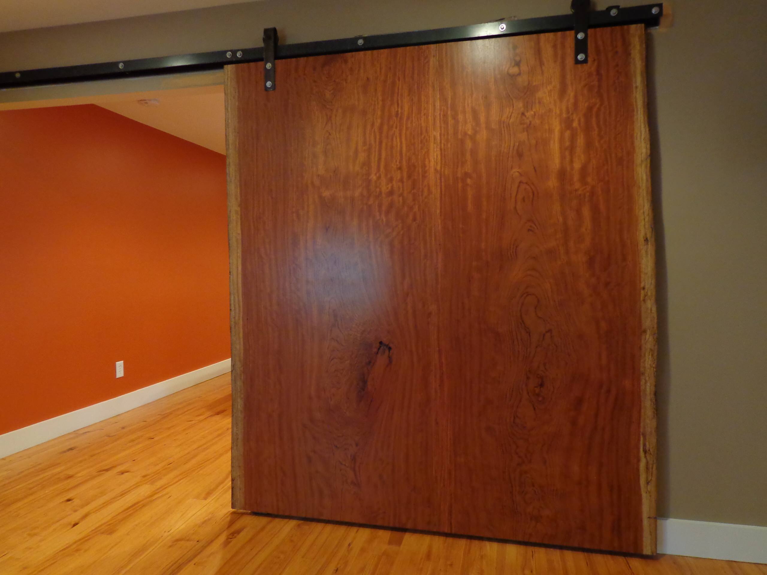 Floating desk and shelves, "Barn Door"