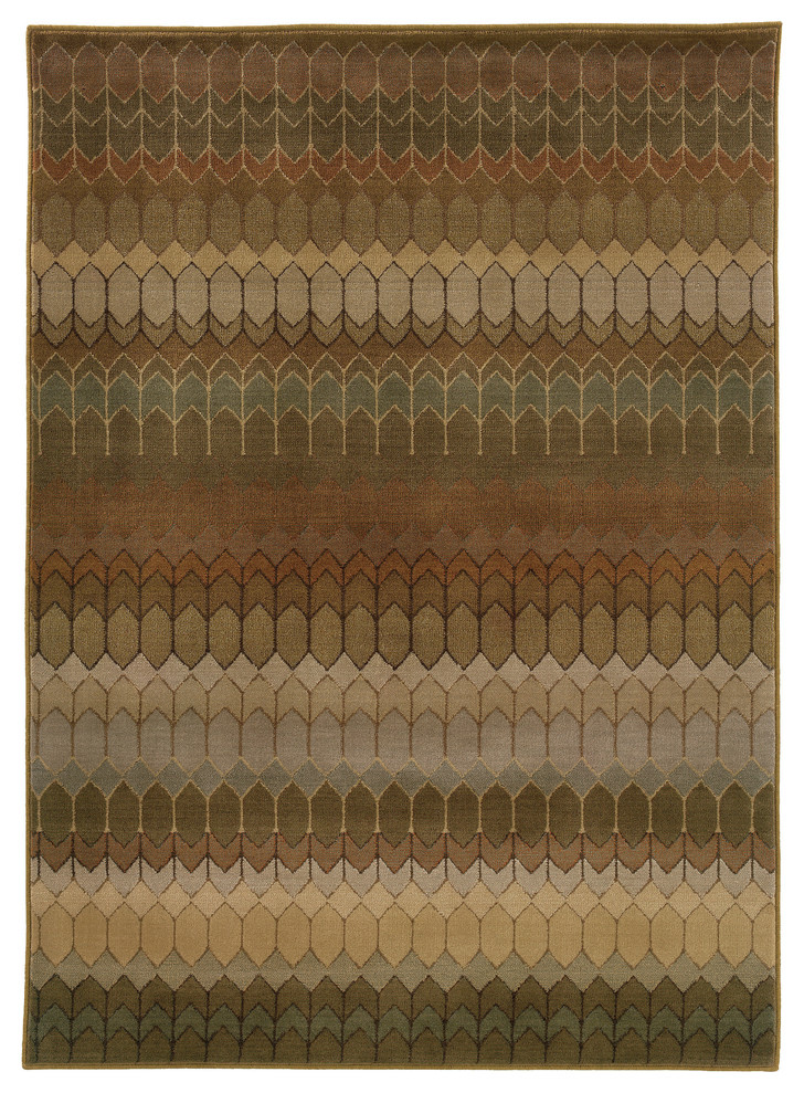 Colette Geometric Brown and Green Rug, 7'10"x10'10"