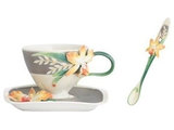 Magnificent Cattleya Orchid Cup Saucer Spoon - Contemporary