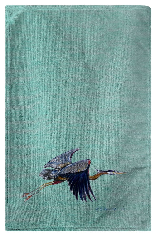 Aqua Eddie's Blue Heron Kitchen Towel - Two Sets of Two (4 Total)
