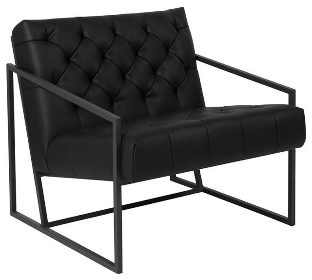 Hercules Madison Series Black Leather Tufted Lounge Chair