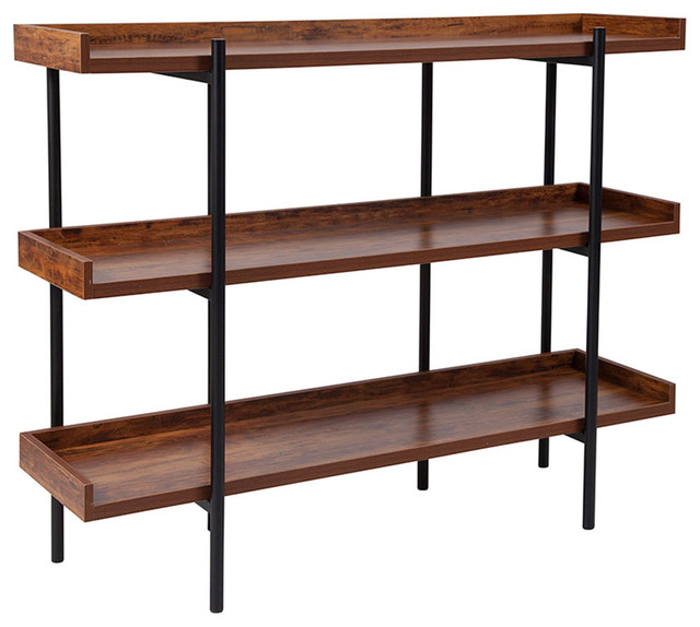 Offex Rustic Wood Grain Finish Storage Shelf With Black Metal Frame Offex Rustic Wood Grain Finish Storage Shelf With Black Metal Frame Display And Wall Shelves By Here2