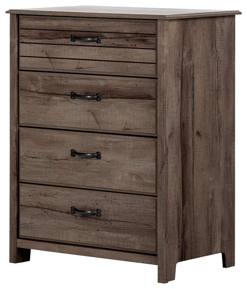 Modern Dresser, Vertical Design With 4 Large Drawers and Metal Handles