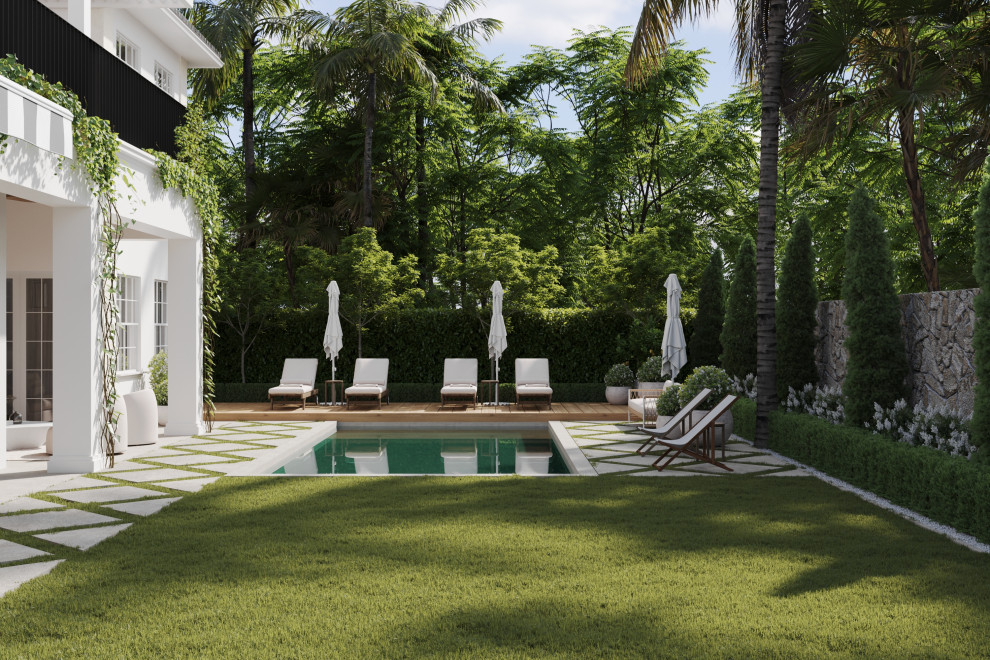 Transitional pool photo in Miami