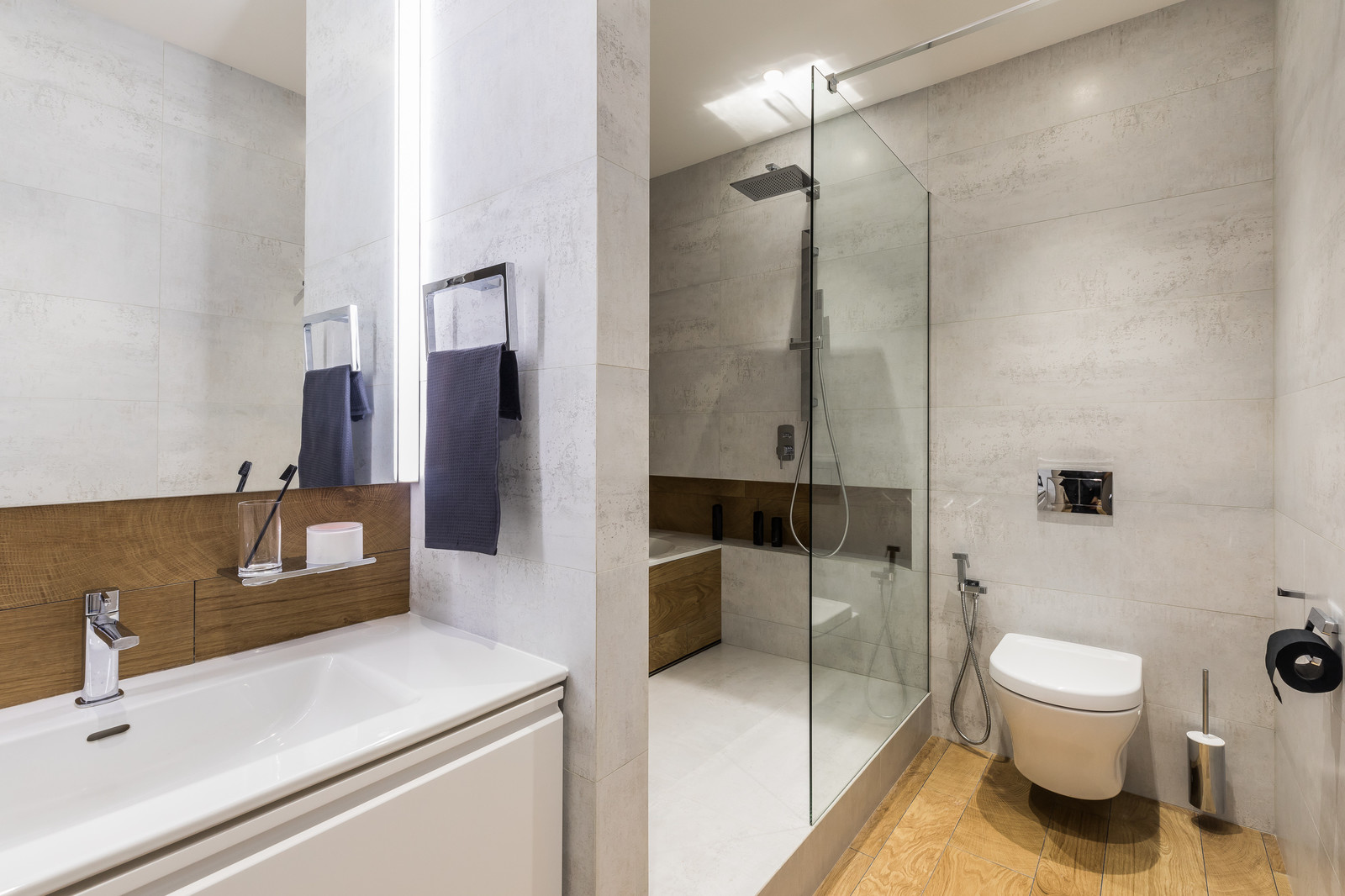 Над городом - интерьер в стиле экоминимализм для холостяка