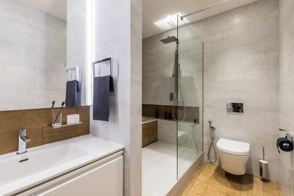 Над городом - интерьер в стиле экоминимализм для холостяка