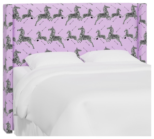 Red from Scalamandre by Cloth & Company Cal King Hudson Headboard, Zebras Lilac
