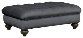 Grey Velvet Ottoman