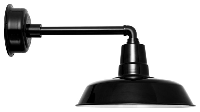 Oldage LED Barn Light With Metropolitan Stem, Black, 16"