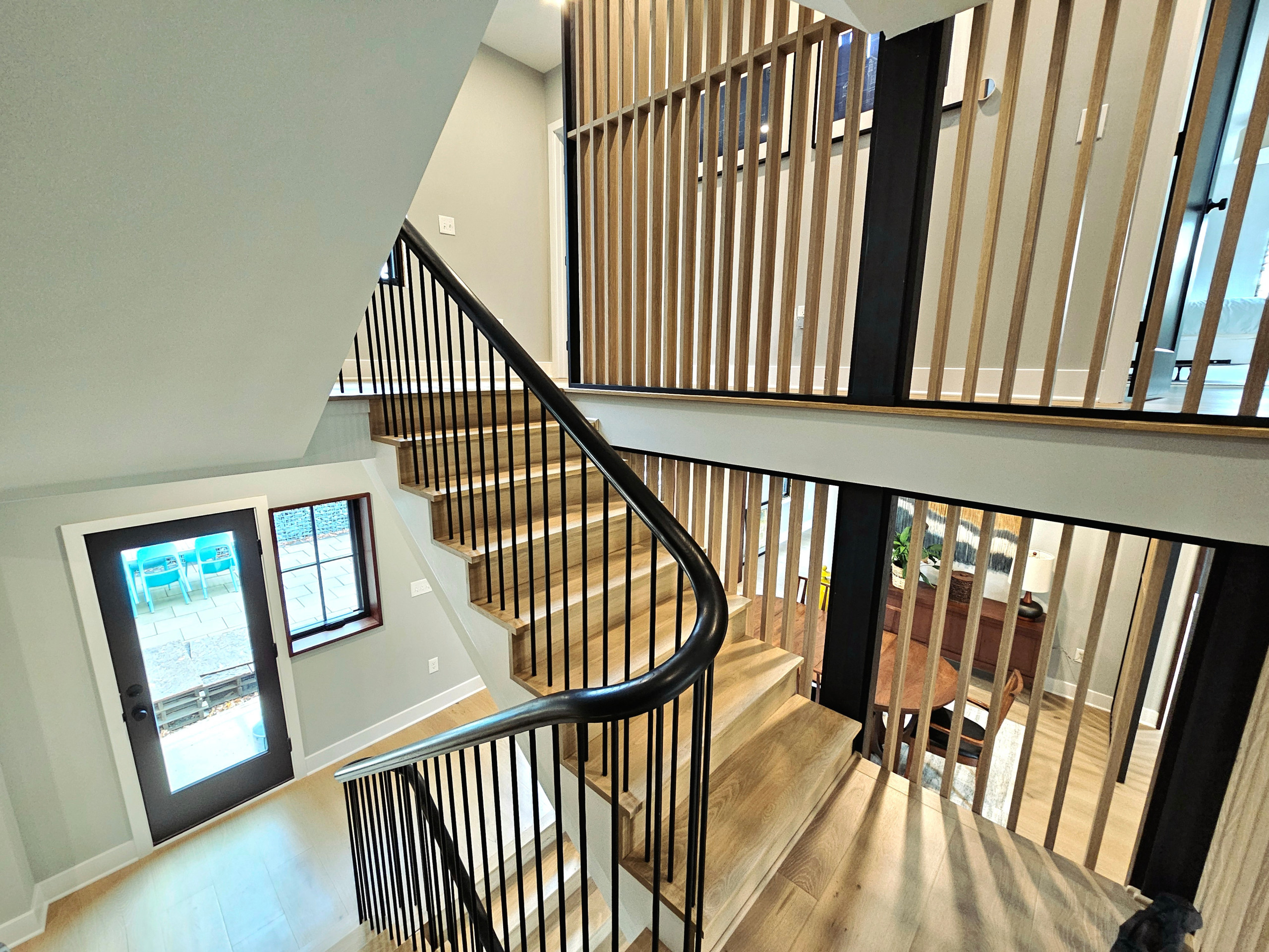 115_Stunning Continuous Rail System on 3 Story Floating Stairs; Arlington, VA 22