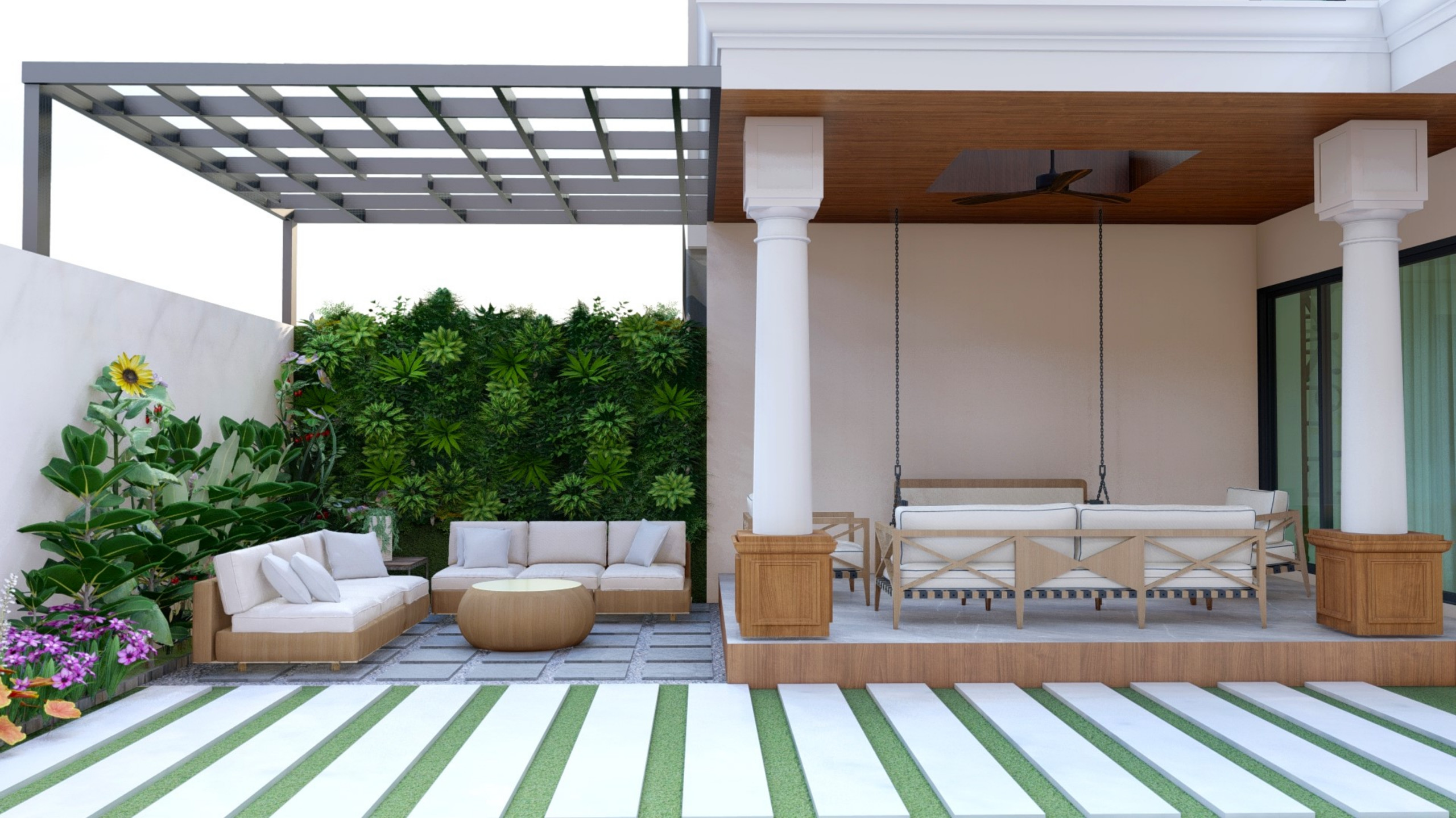 Chic Outdoor Patio with Comfortable Seating in Reigate