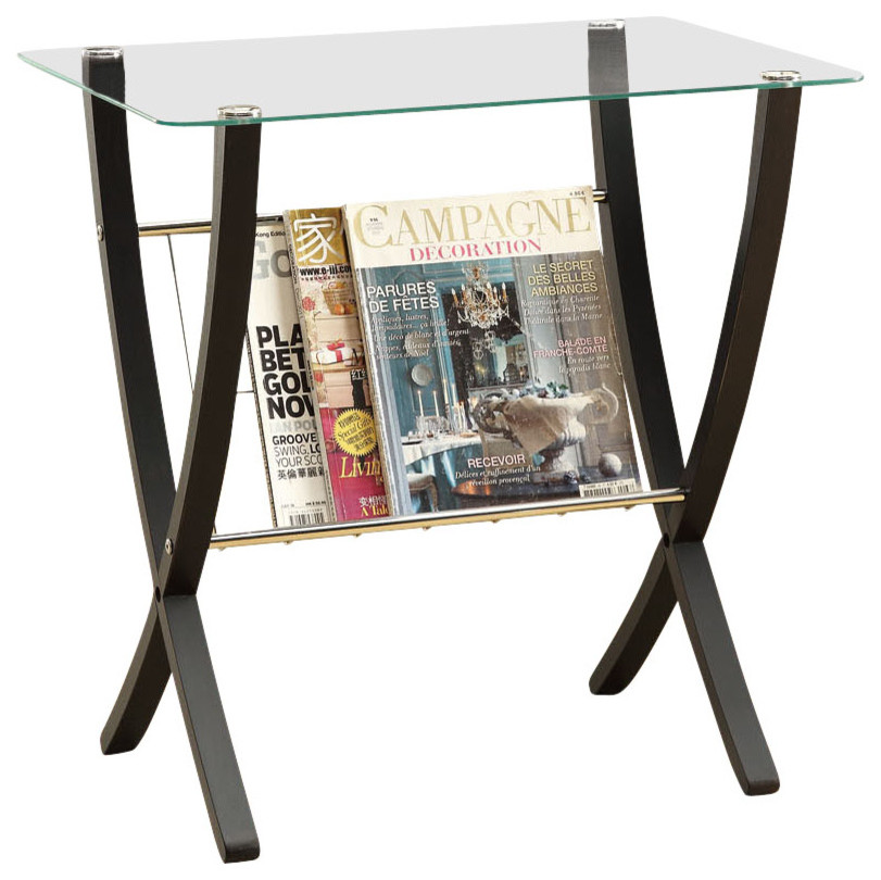 Cappuccino Bentwood Magazine Table with Tempered Glass