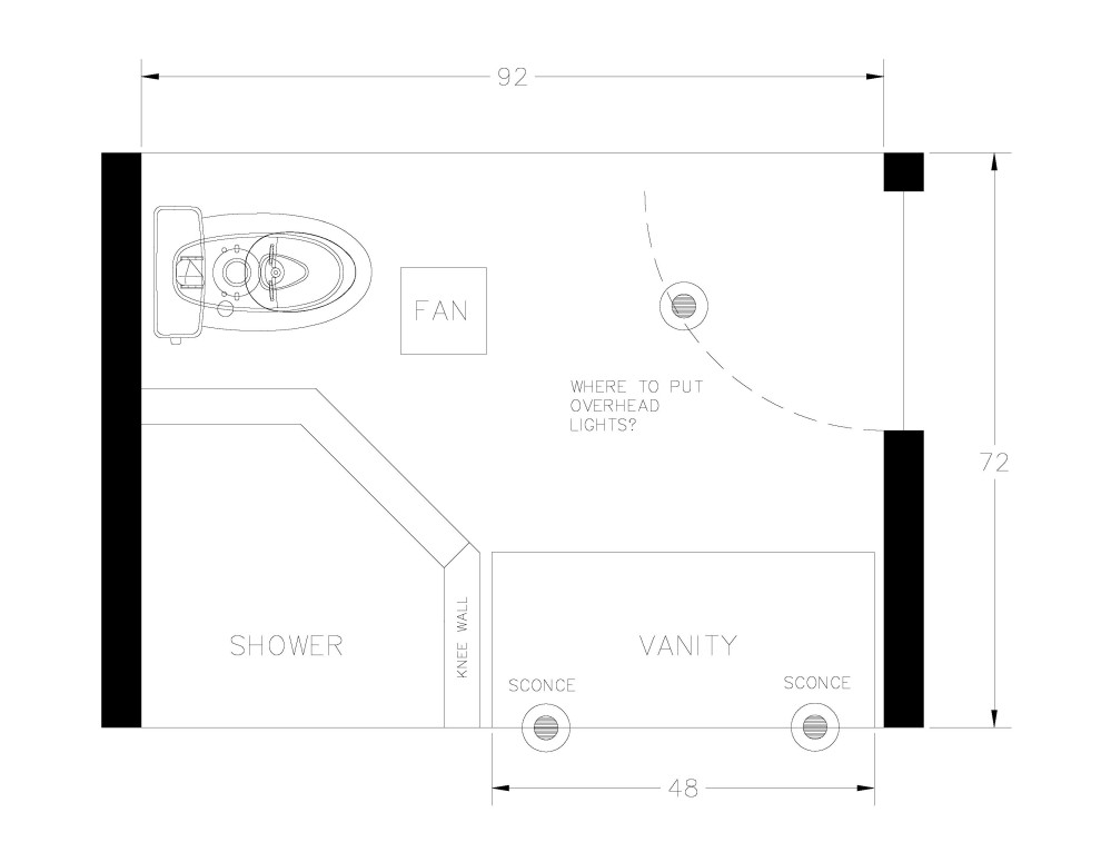 How much light do I need in a small bathroom?