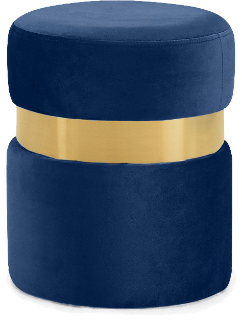 Hailey Velvet Ottoman Stool Gold Band Contemporary Footstools