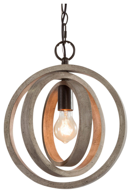 LNC 3 Circular Wooden 1-Light Pendant Lighting, Globe Wood Pendant Light