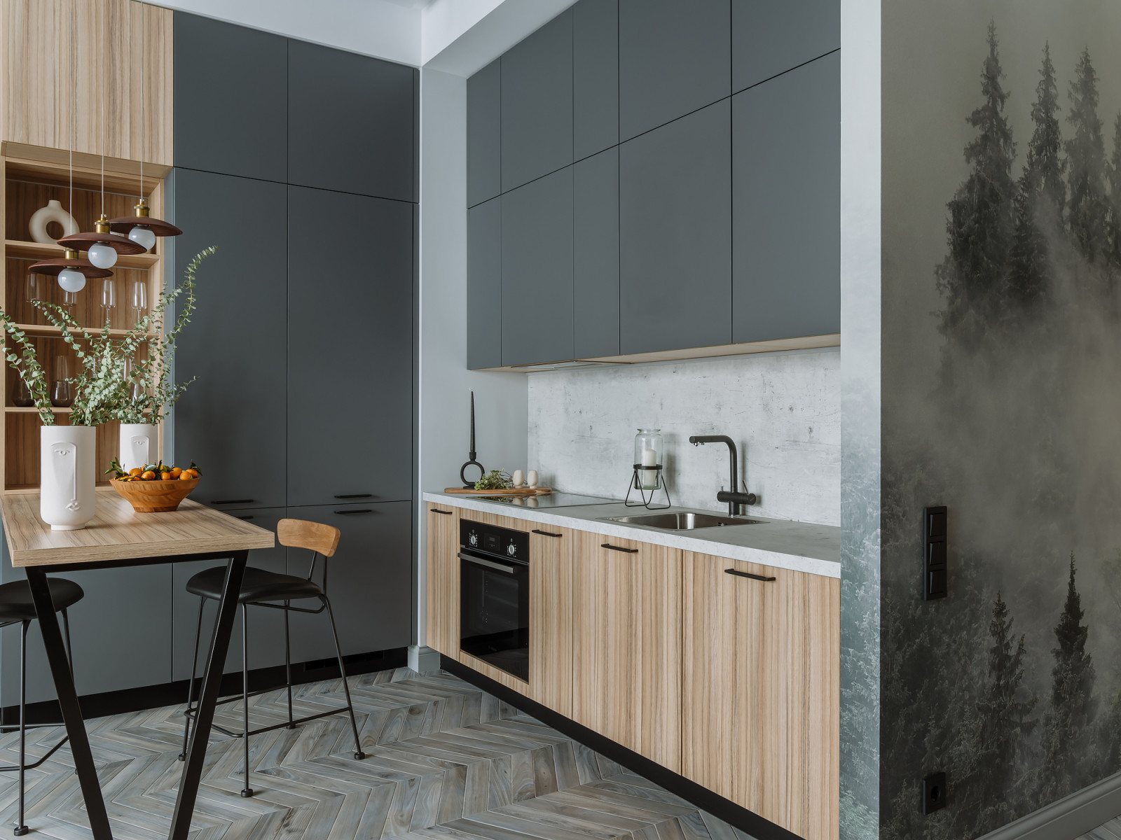 Kiss of foggy forest