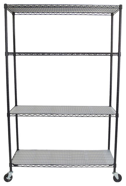 4 Tier Nsf 48 X18 X72 Wire Shelving Rack With Wheels And Liners 4 Tier Nsf 48 X18 X72 Wire Shelving Rack With Wheels And Liners Black Baker S Racks By Trinity
