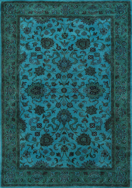 Rugsville Aquatic Green Wool Overdyed 12246 Rug 6x9 Traditional Area Rugs By Rugsville