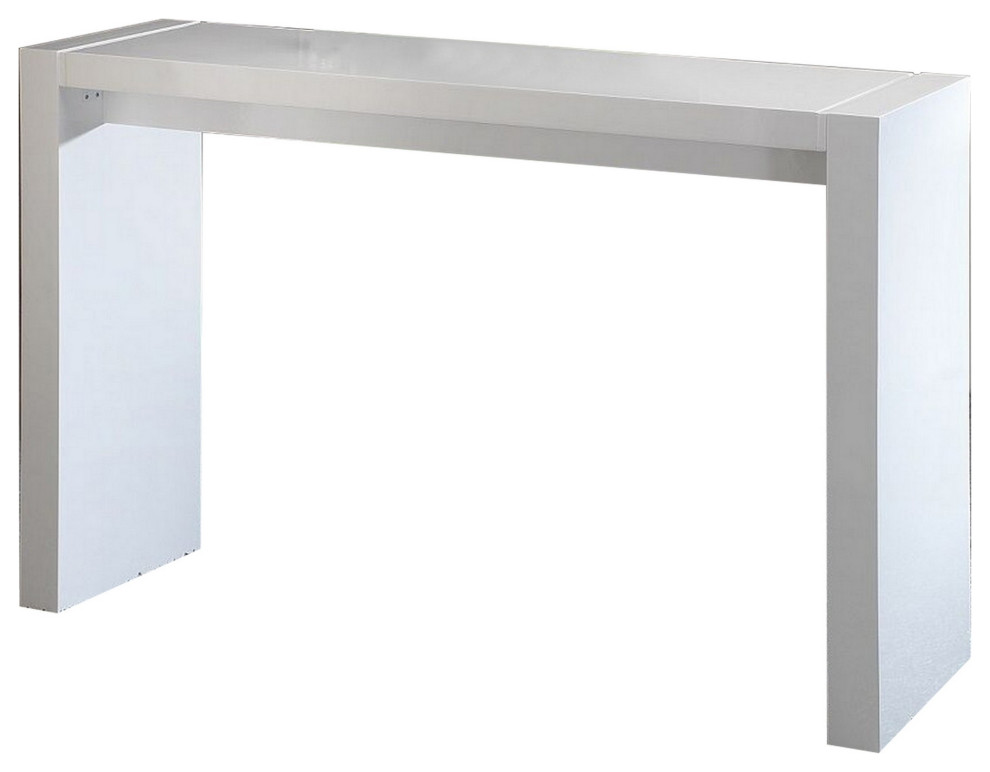 Benzara BM288209 Joey 60" Modern Bar Table, Lacquered White Finish, Wood Frame
