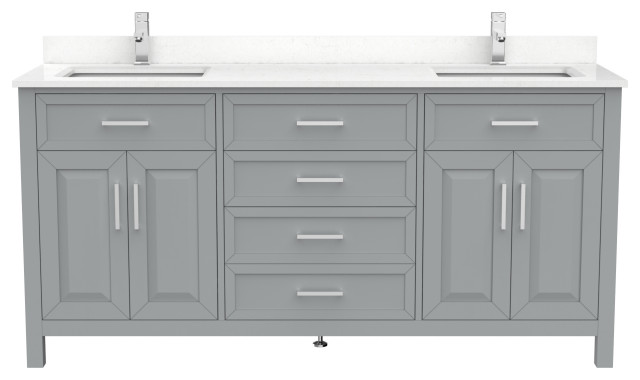 Terrence 72" Vanity with Power Bar and Drawer Organizer, Oxford Gray