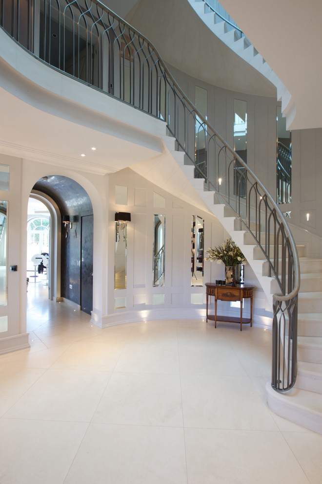 Inspiration for a traditional entryway in London with limestone floors.