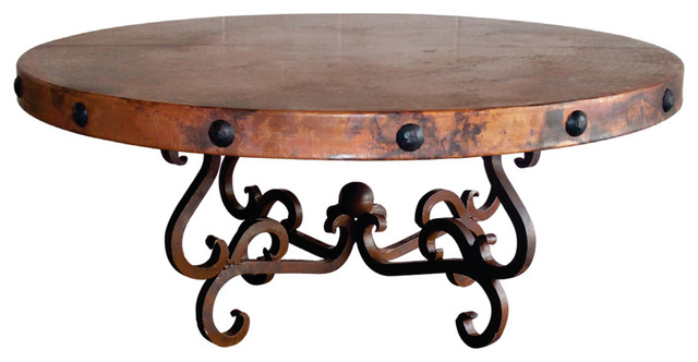 Round Wrought Iron Coffee Table With 48 Hand Hammered Copper Round Wrought Iron Coffee Table With 48 Hand Hammered Copper Top