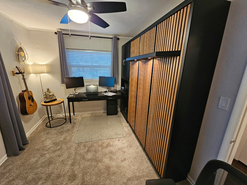 Savona Murphy Wall Bed with Shelf Leg, Custom Slats, Custom Pier