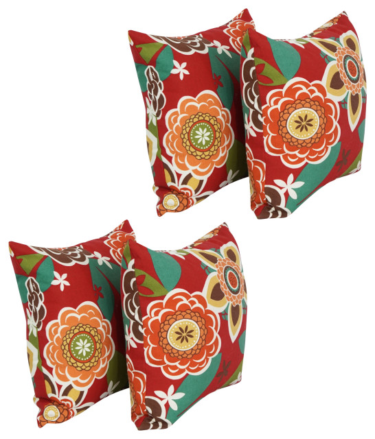 17" Square Polyester Outdoor Throw Pillows, Set of 4, Annie Cherry