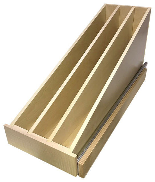 Omega National Wide Wood Pullout Tray Divider, Tray Divider Pullout 8" Transitional Pantry