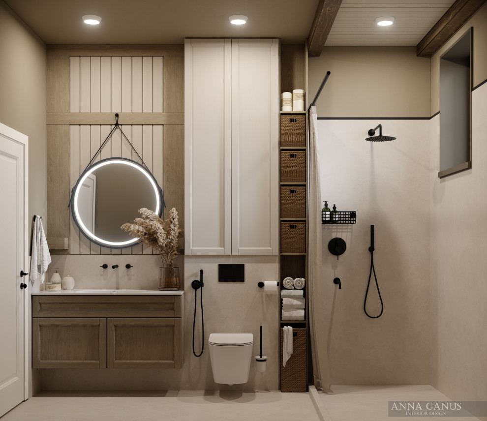 Домик в деревне в природных оттенках.