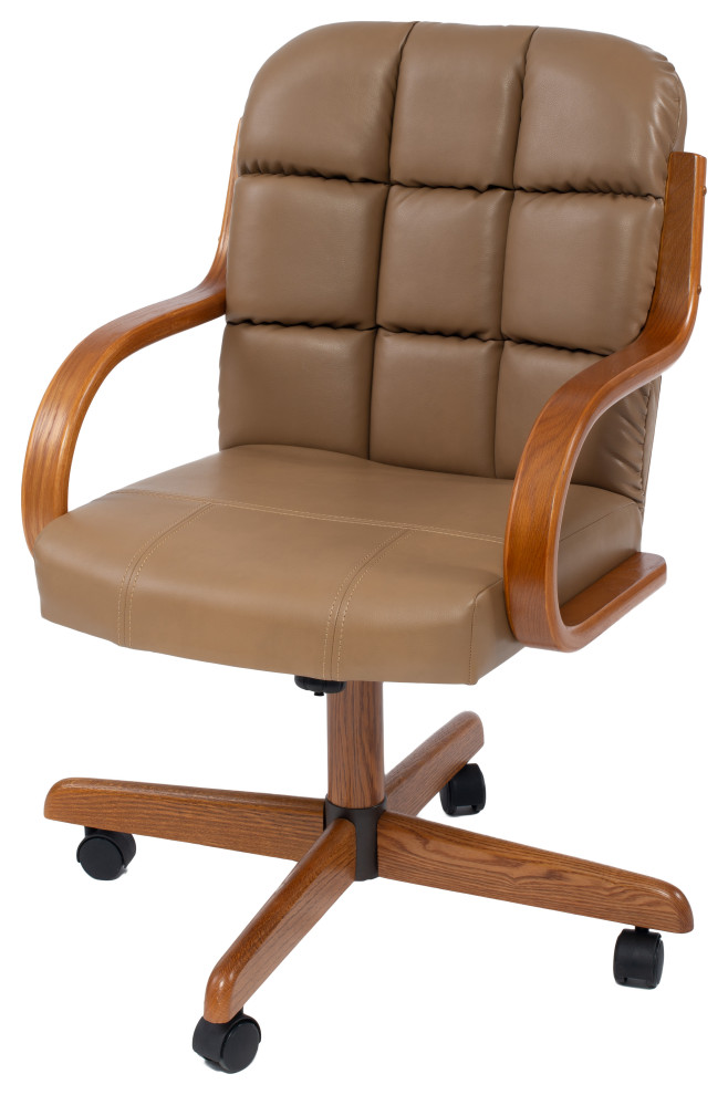 Swivel Dining Caster Chair, Brown Transitional Office Chairs by