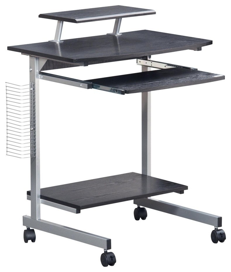 Compact Computer Cart With Storage, Espresso Contemporary Desks And Hutches by BisonOffice