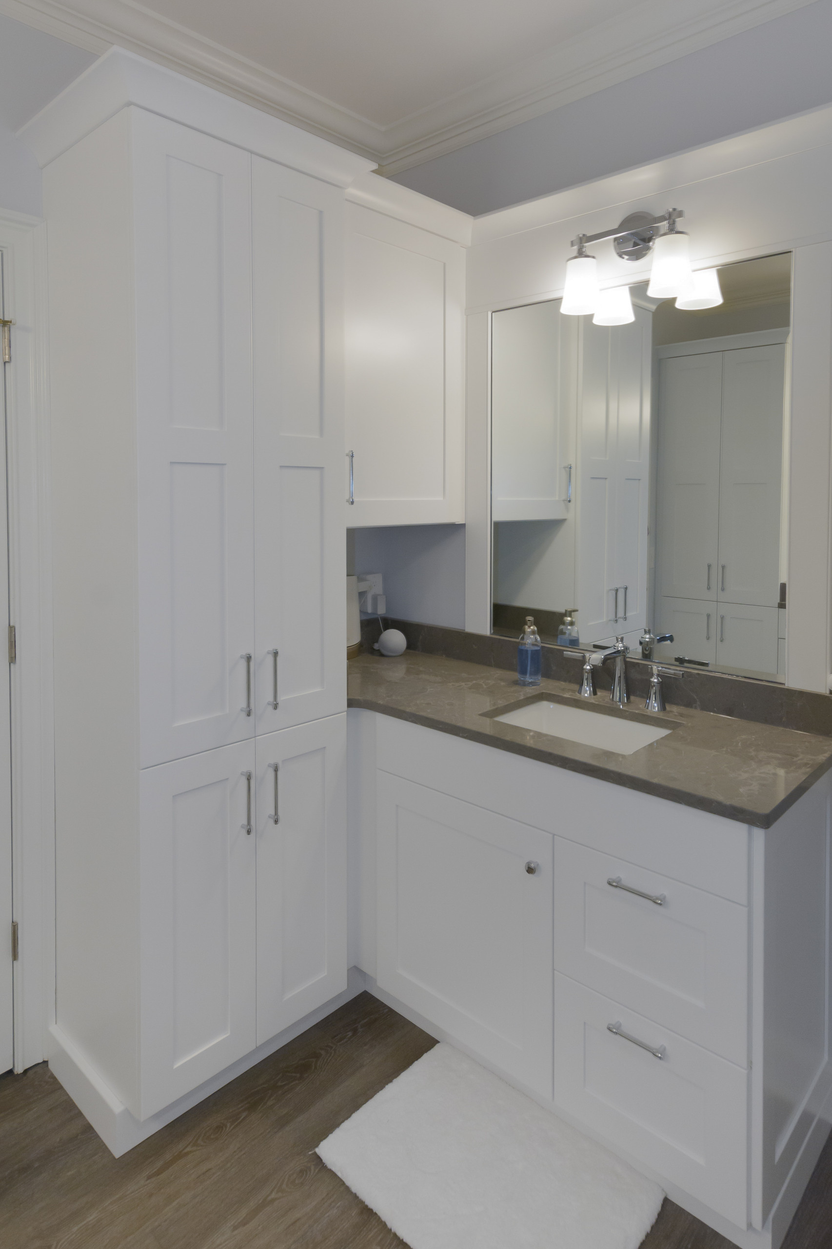 Pawley's Island simple wihite kitchen, laundry room, bathroom, and closet
