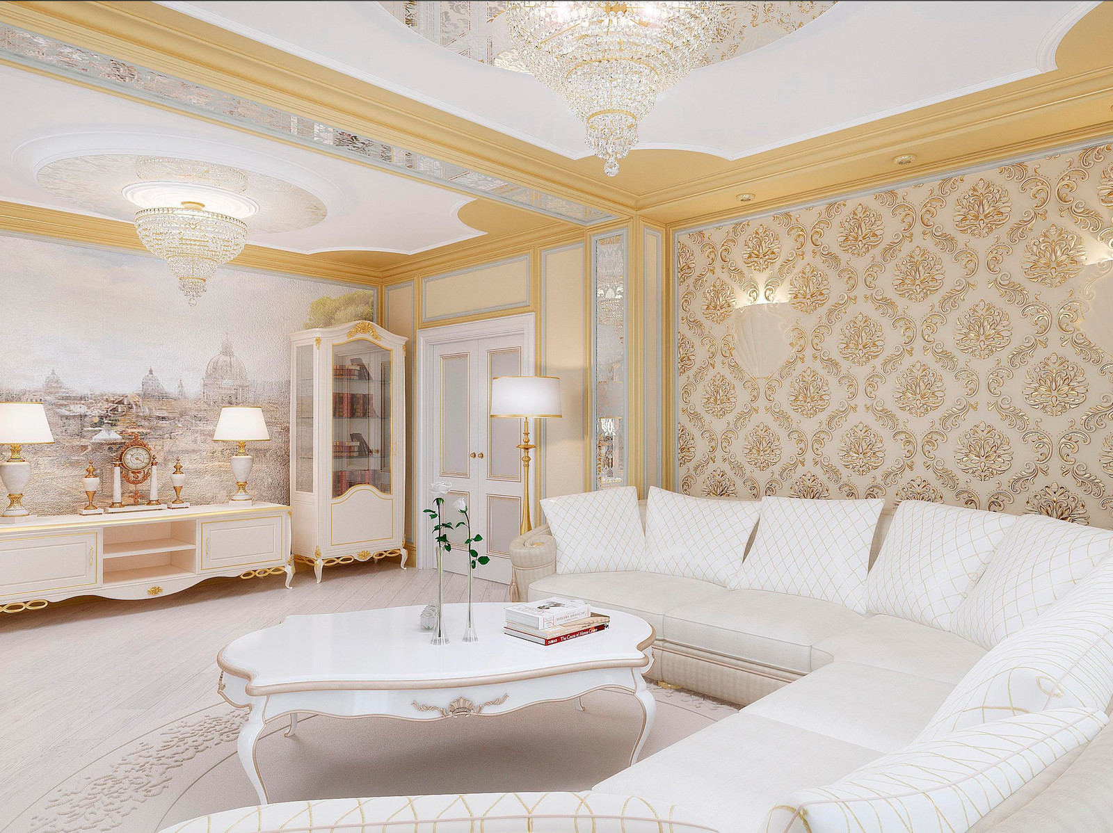 Классический интерьер с элементами греческого стиля