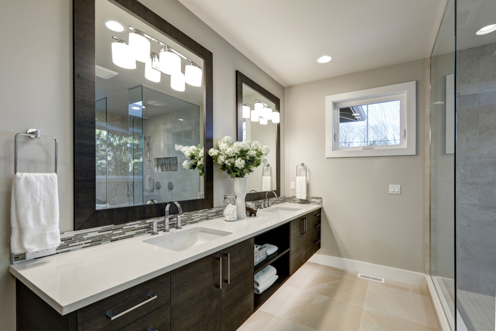 This is an example of a transitional bathroom in San Diego.