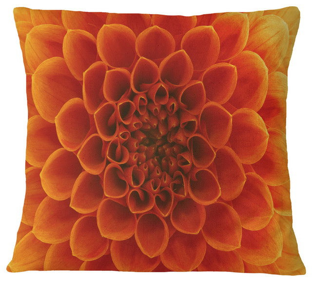 Large Dark Yellow Flower and Petals Floral Throw Pillow, 16"x16"