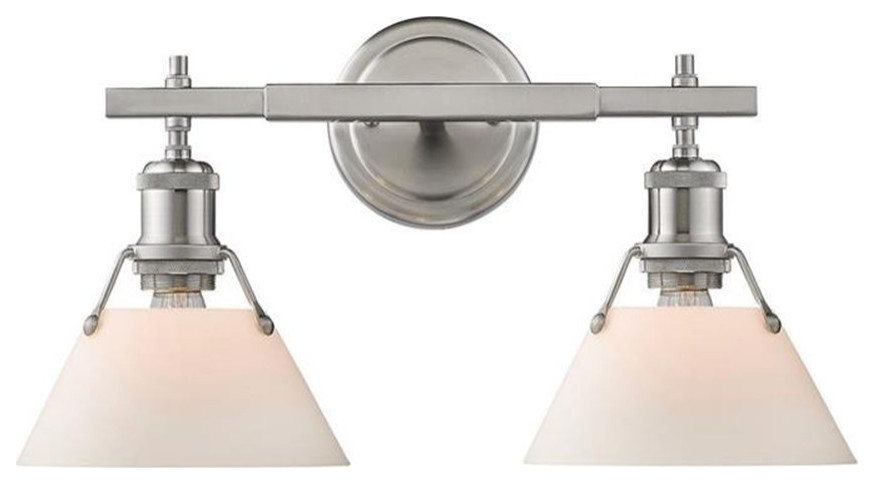 Orwell PW 2 Light Bath Vanity in Pewter with Opal Glass Shade