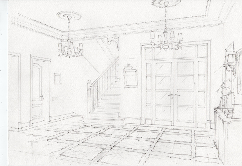 Акварельные эскизы к проекту: Загородного дома в стиле Прованс.