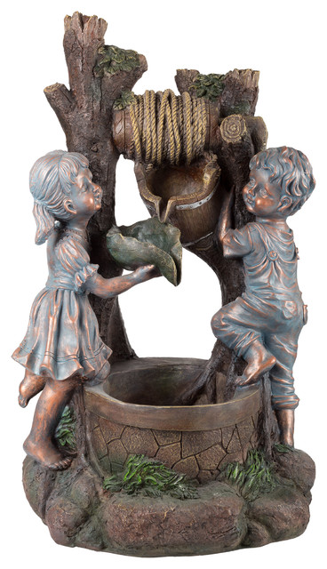 Children At The Well Water Fountain With Led Lights By Pure Garden Water Fountain With Led Lights By Pure