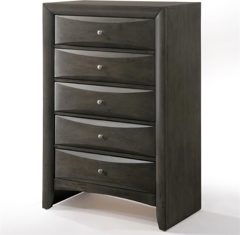 ACME Ireland 5 Drawer Chest in Gray Oak Transitional Accent Chests