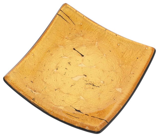 Murano Glass Square Decorative Plate, Black Eclectic Decorative