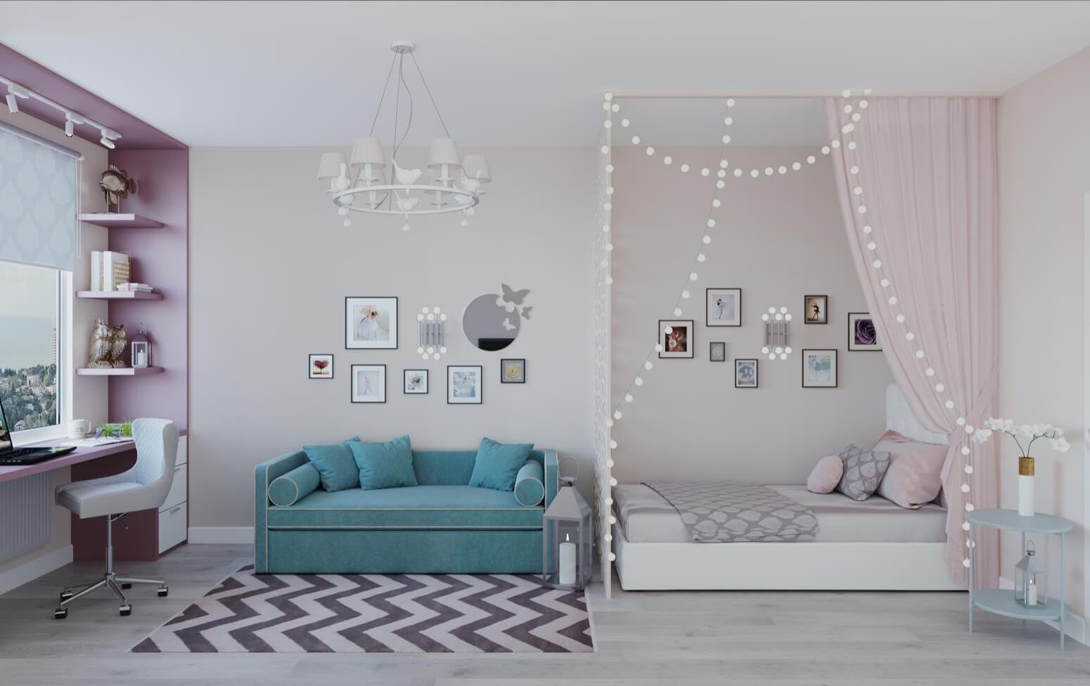 Дизайн интерьера комнаты для девочки