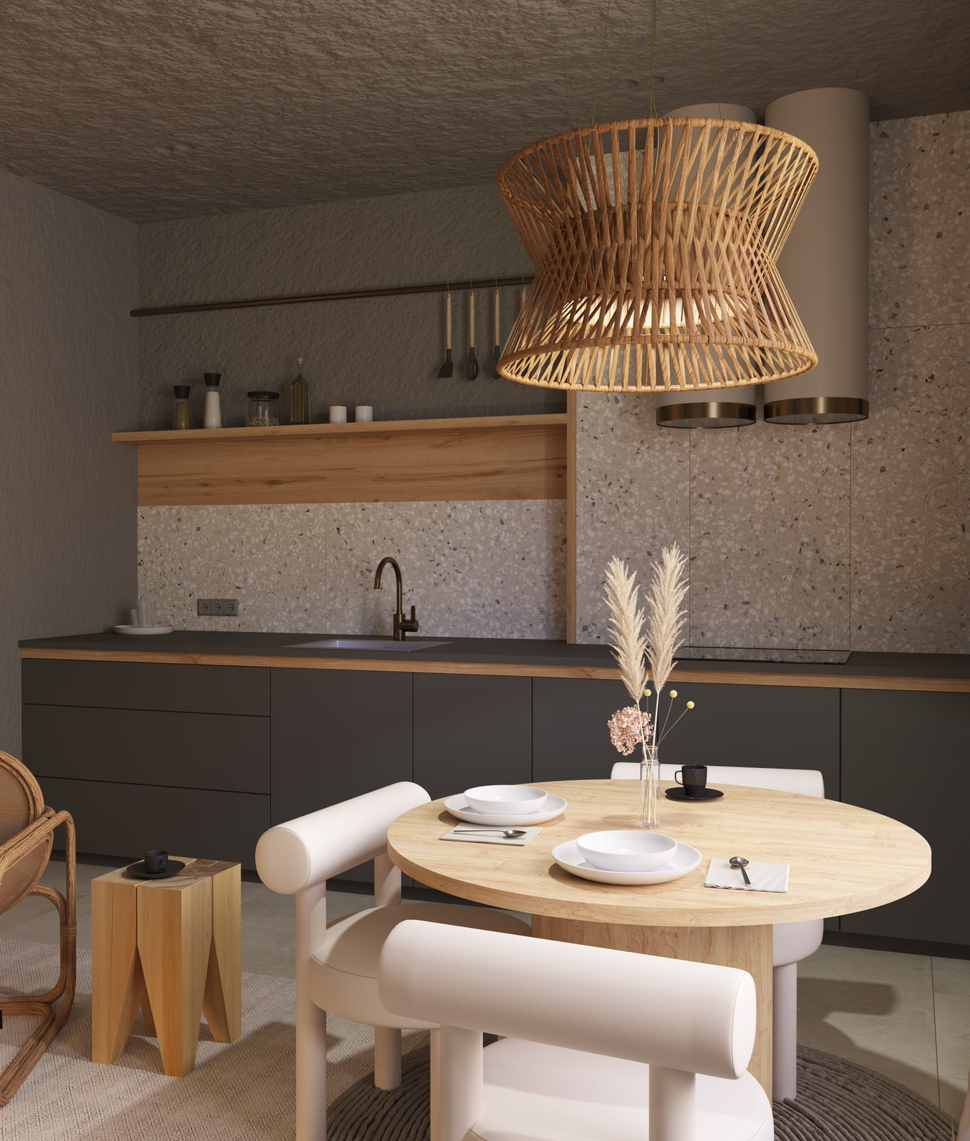 Проект квартиры в Москве, стиль ваби-саби