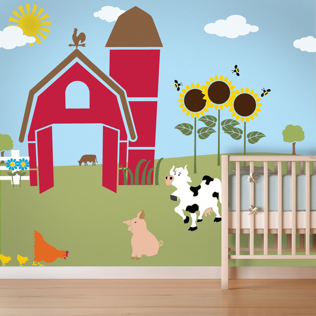 Friendly Farm Wall Mural Stencil Kit for Painting Contemporary Wall
