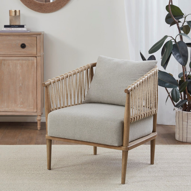 Madison Park Odessa Natural Cabin Jute Twine Rope Lounge Accent Chair ...