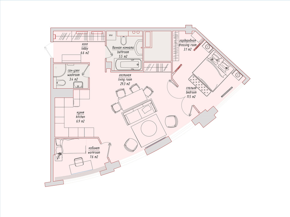 Гексагональная трапеция по золотому сечению/ Trapezoid on the golden section