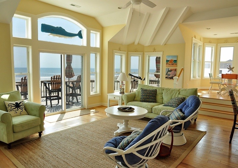 Design ideas for a beach style family room in Other.